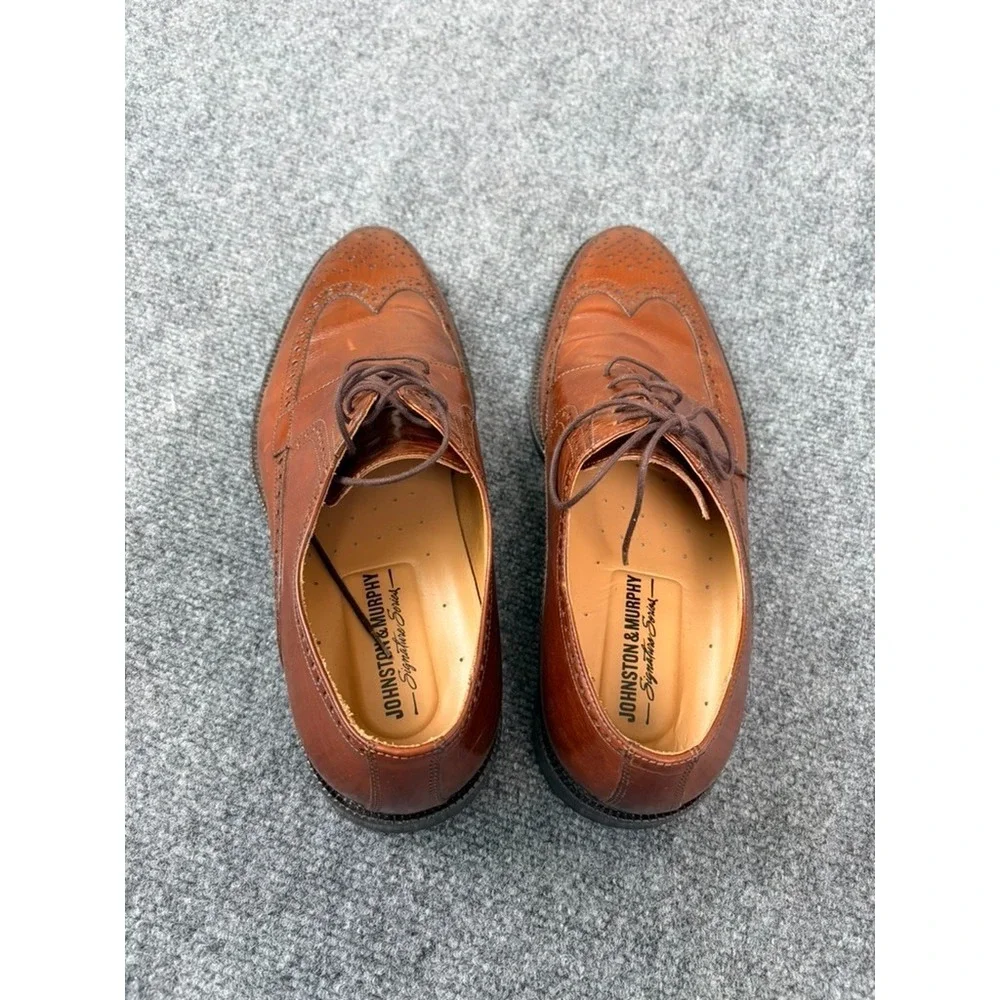 Johnston & Murphy Mens Wingtip  Brown Oxford Dress Shoes 15-4630 Size 9 1/2 M